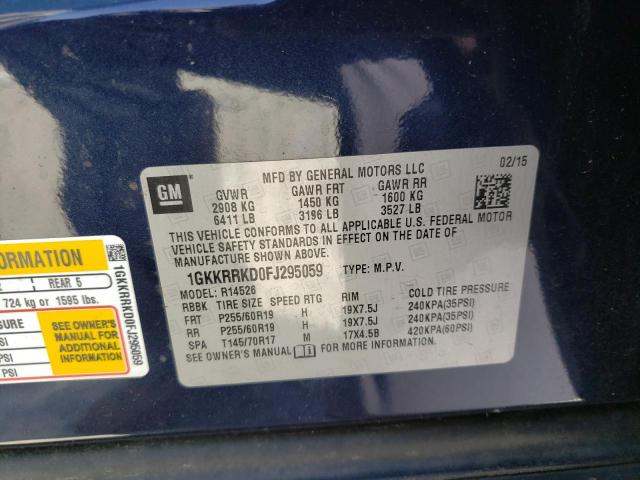 Photo 10 from auction – 2015 GMC ACADIA SLT with VIN 1GKKRRKD0FJ295059