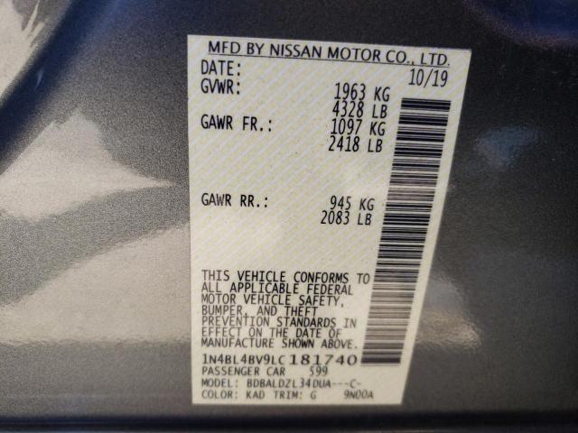 Photo 10 from auction – 2020 NISSAN ALTIMA S with VIN 1N4BL4BV9LC181740
