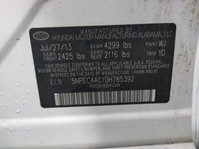 Photo 10 from auction – 2013 HYUNDAI SONATA SE with VIN 5NPEC4AC1DH785392