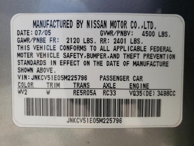 Photo 10 from auction – 2005 INFINITI G35 with VIN JNKCV51E05M225796