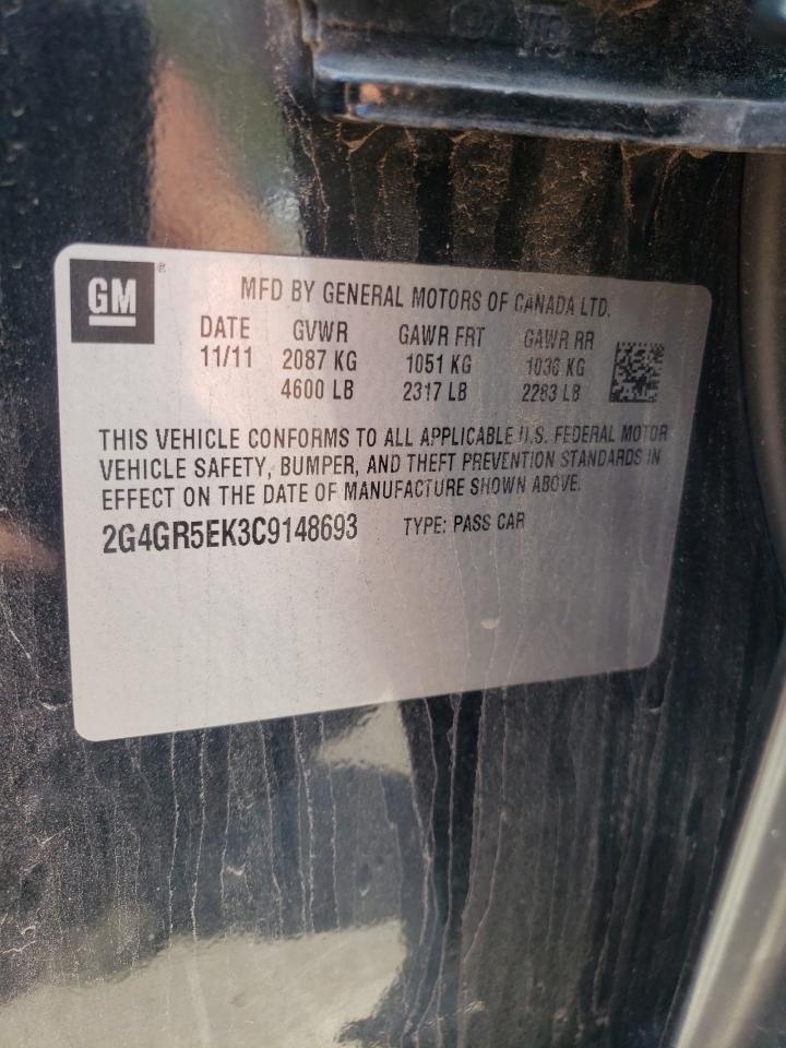 Photo 10 from auction – 2012 BUICK REGAL with VIN 2G4GR5EK3C9148693