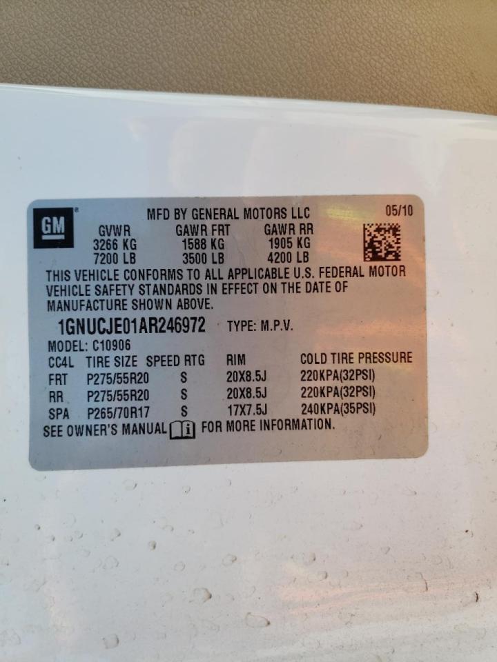 Photo 10 from auction – 2010 CHEVROLET SUBURBAN C with VIN 1GNUCJE01AR246972