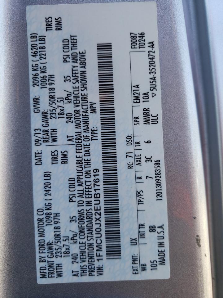 Zdjęcie 10 z aukcji – 2014 FORD ESCAPE TIT z VIN 1FMCU0JX2EUB17619