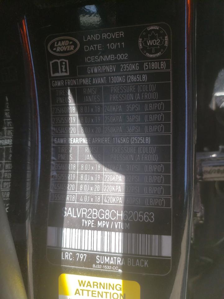 Photo 10 from auction – 2012 LAND ROVER RANGE ROVE with VIN SALVR2BG8CH620563