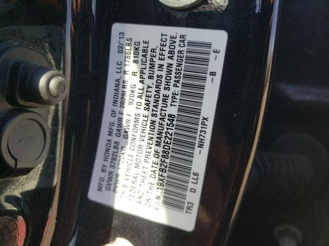 HONDA CIVIC EX 2013 with VIN 19XFB2F88DE221548 - Photo from auction