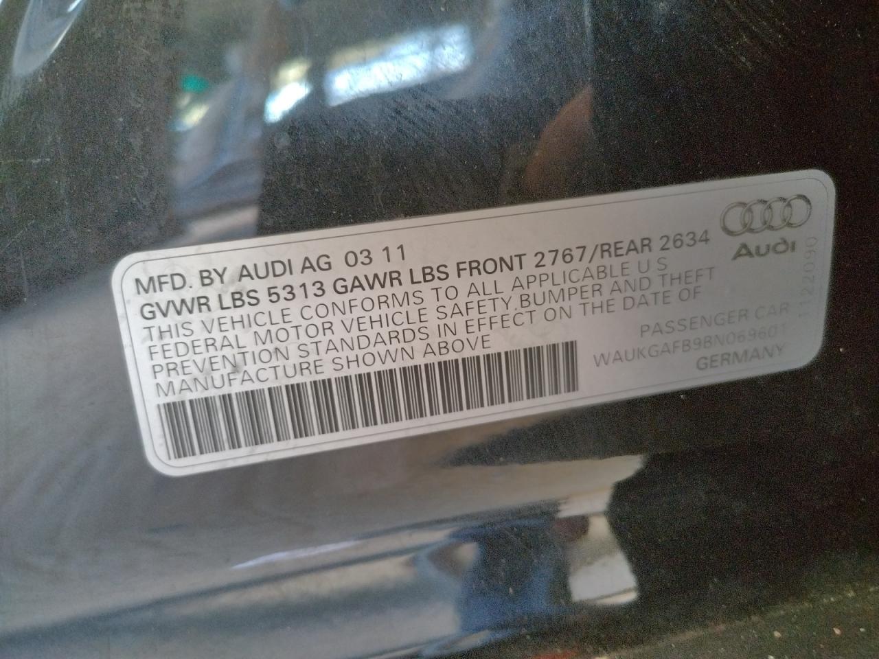 Photo 10 from auction – 2011 AUDI A6 PRESTIG with VIN WAUKGAFB9BN069601