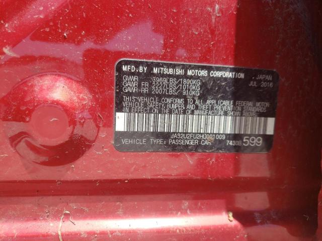 Photo 10 from auction – 2017 MITSUBISHI LANCER ES with VIN JA32U2FU2HU001009