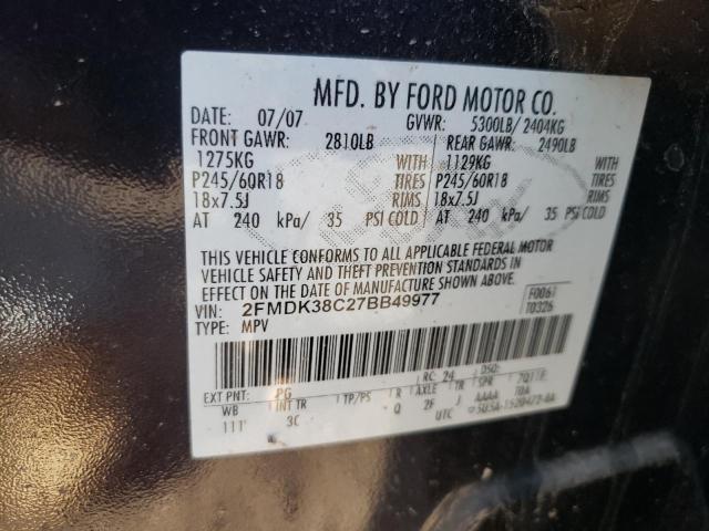 Photo 10 from auction – 2007 FORD EDGE with VIN 2FMDK38C27BB49977