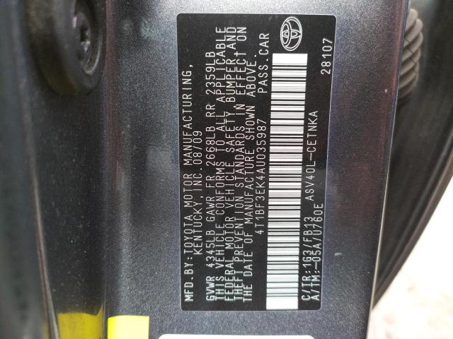 Photo 10 from auction – 2010 TOYOTA CAMRY BASE with VIN 4T1BF3EK4AU035987