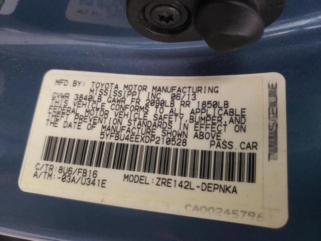 Photo 10 from auction – 2013 TOYOTA COROLLA BA with VIN 5YFBU4EEXDP210528