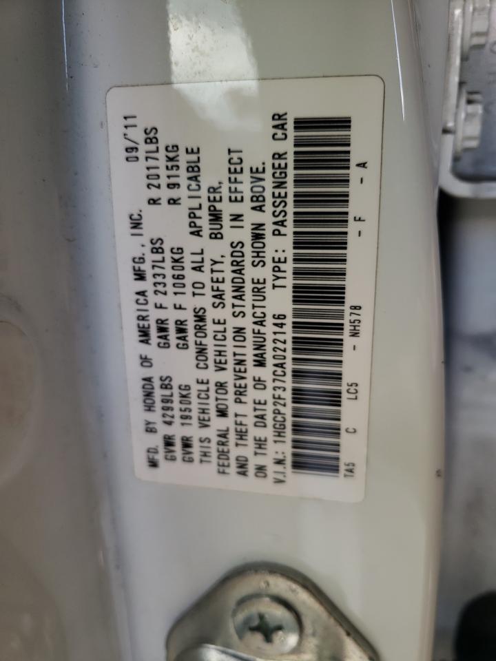 Photo 10 from auction – 2012 HONDA ACCORD LX with VIN 1HGCP2F37CA022146