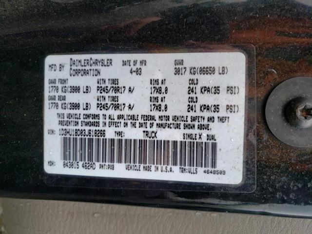 Photo 10 from auction – 2003 DODGE RAM 1500 S with VIN 1D3HU18D03J618266