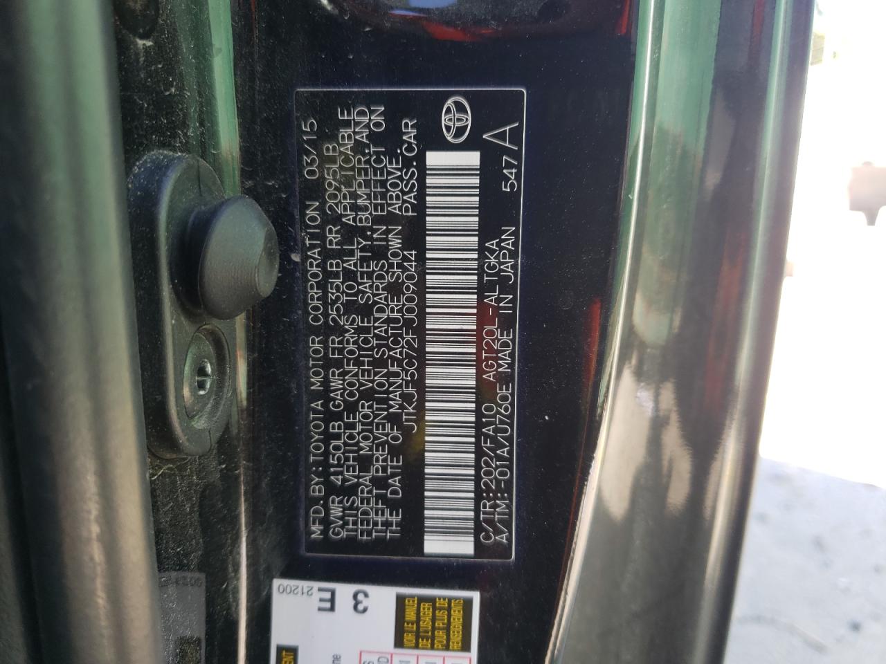 Photo 10 from auction – 2015 TOYOTA SCION TC with VIN JTKJF5C72FJ009044