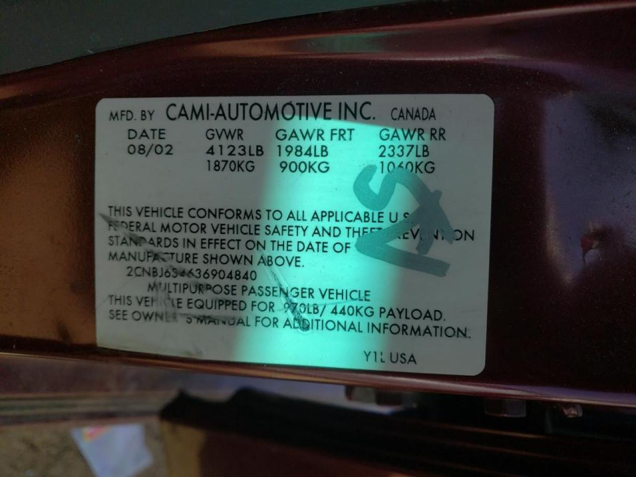 Photo 10 from auction – 2003 CHEVROLET TRACKER LT with VIN 2CNBJ634636904840