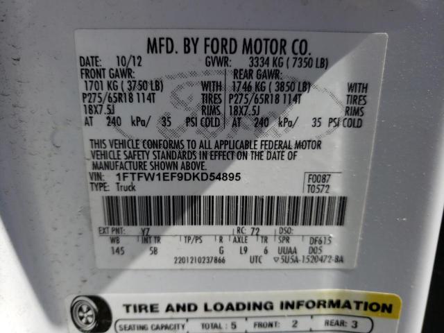 Photo 10 from auction – 2013 FORD F150 SUPER with VIN 1FTFW1EF9DKD54895