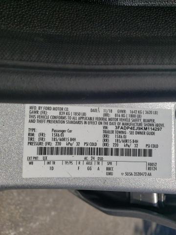 Photo 10 from auction – 2019 FORD FIESTA SE with VIN 3FADP4EJ9KM114297