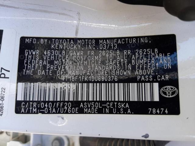 Photo 10 from auction – 2013 TOYOTA CAMRY L with VIN 4T1BF1FK1DU680376