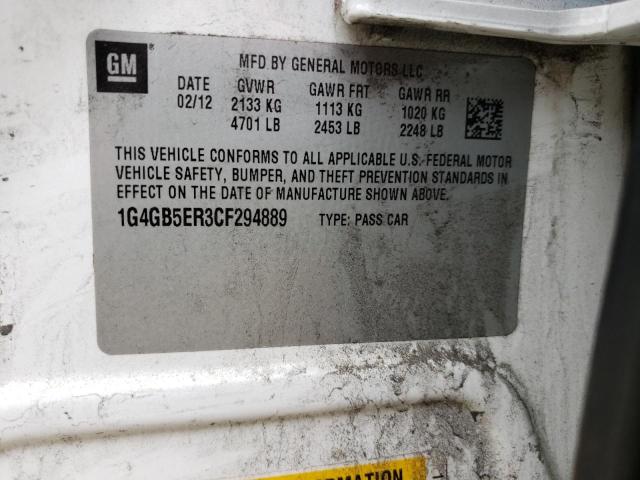 Photo 10 from auction – 2012 BUICK LACROSSE C with VIN 1G4GB5ER3CF294889