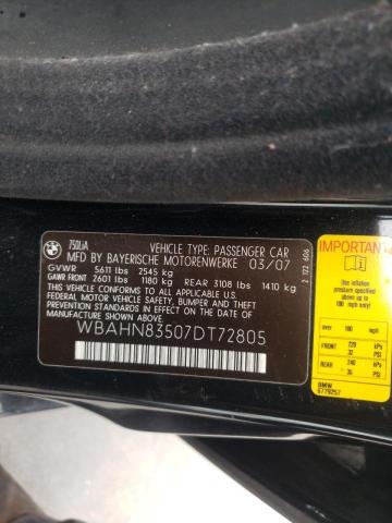 Photo 10 from auction – 2007 BMW 750 with VIN WBAHN83507DT72805