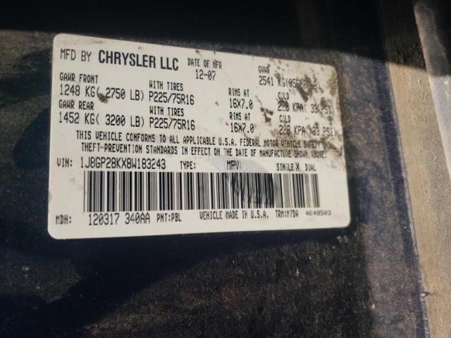 Photo 10 from auction – 2008 JEEP LIBERTY SP with VIN 1J8GP28KX8W183243