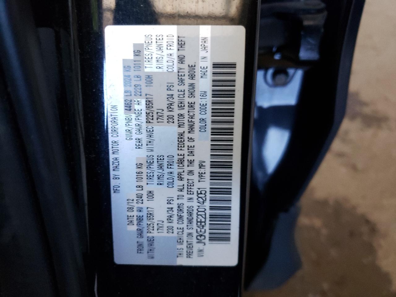 Photo 10 from auction – 2013 MAZDA CX-5 SPORT with VIN JM3KE4BE2D0142051