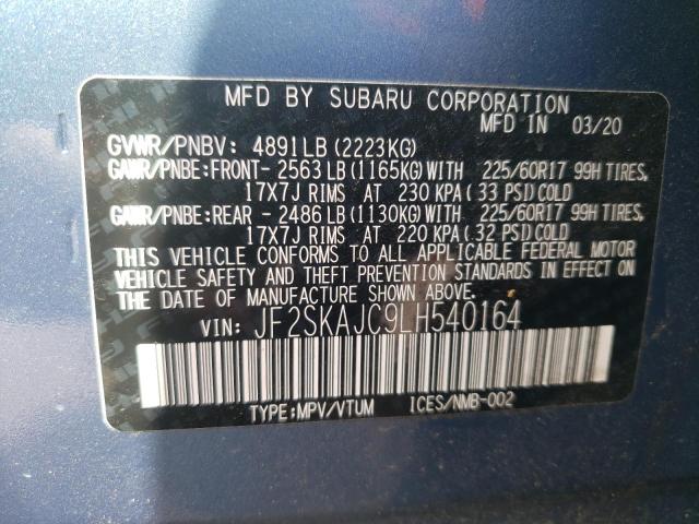 Photo 10 from auction – 2020 SUBARU FORESTER P with VIN JF2SKAJC9LH540164