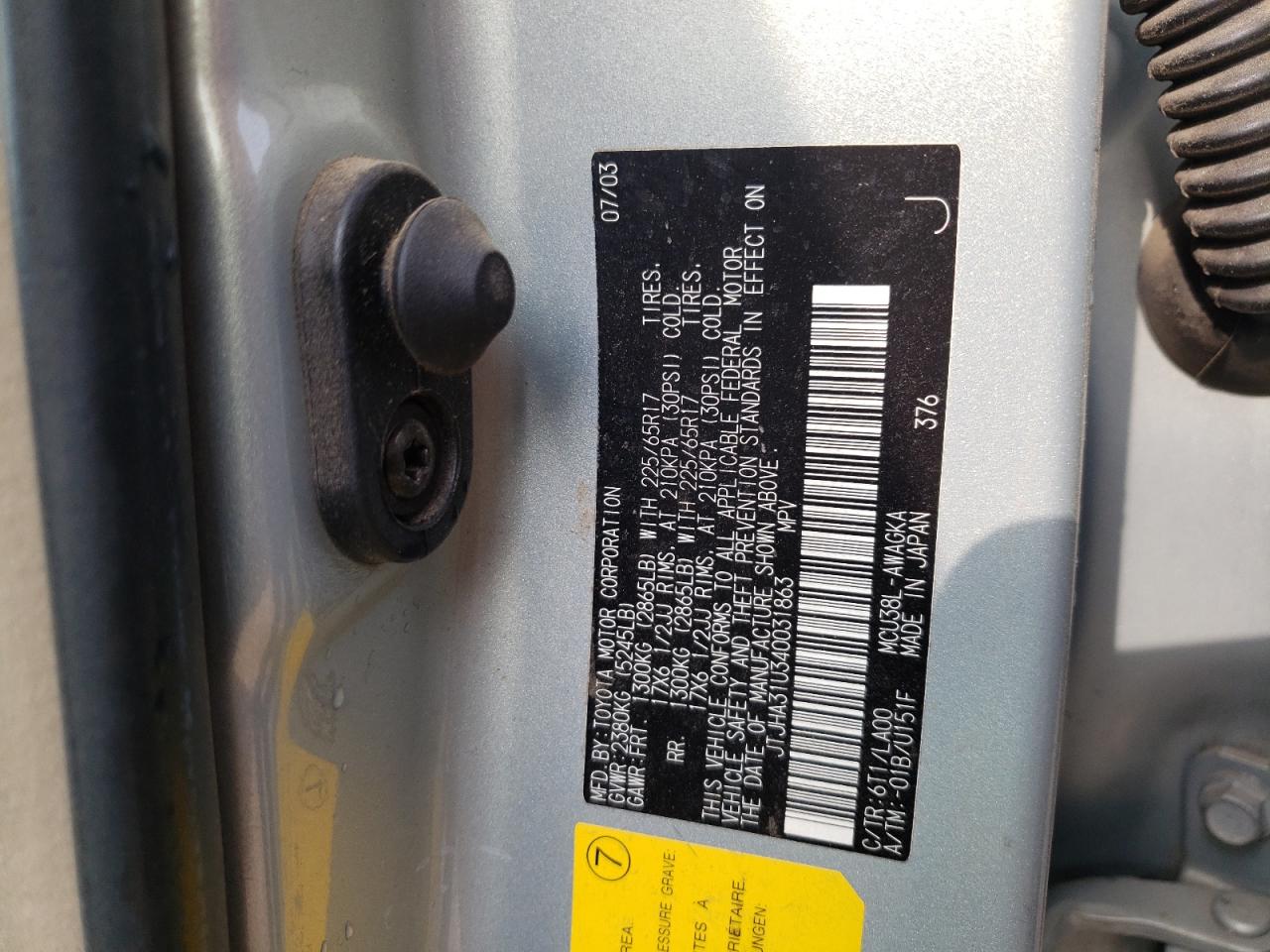 Photo 10 from auction – 2004 LEXUS RX 330 with VIN JTJHA31U340031863