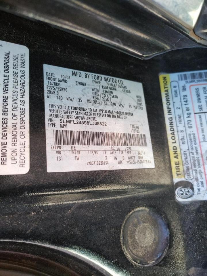 Photo 10 from auction – 2008 LINCOLN NAVIGATOR with VIN 5LMFL28598LJ08522
