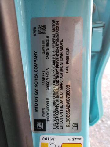 Photo 10 from auction – 2021 CHEVROLET SPARK LS with VIN KL8CB6SA2MC708098