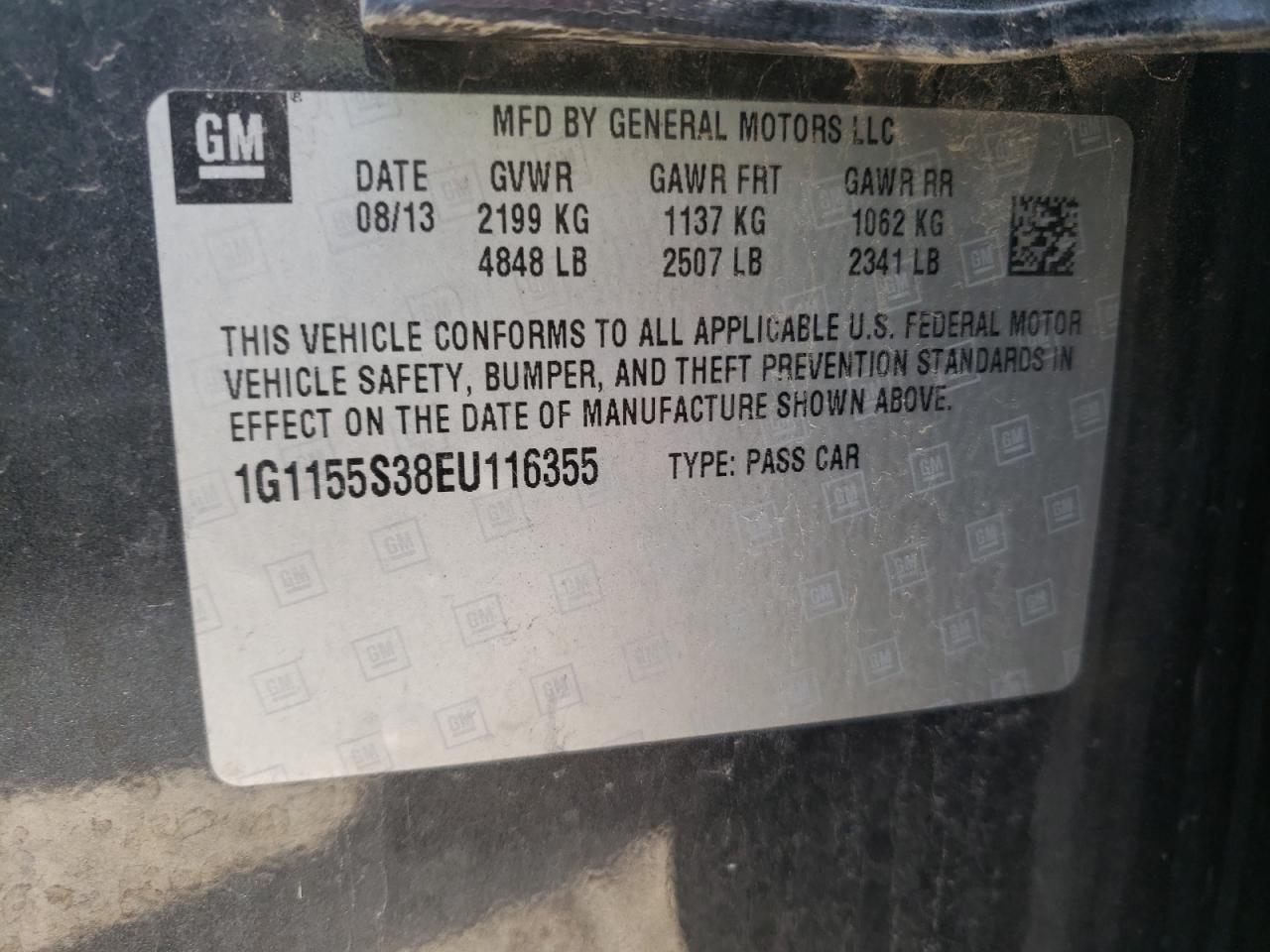 Photo 10 from auction – 2014 CHEVROLET IMPALA LTZ with VIN 1G1155S38EU116355