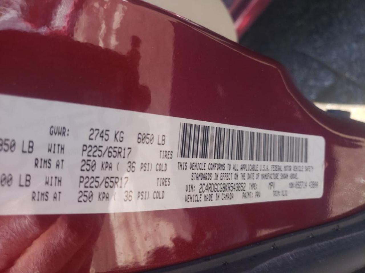 Photo 10 from auction – 2019 DODGE GRAND CARA with VIN 2C4RDGCG8KR543652