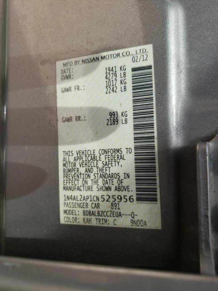 Photo 10 from auction – 2012 NISSAN ALTIMA BAS with VIN 1N4AL2AP1CN525956