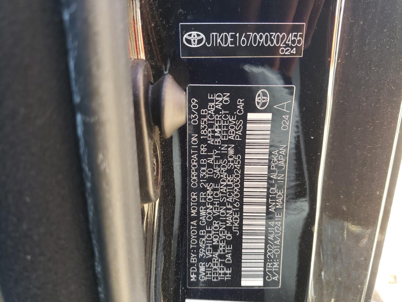 Photo 10 from auction – 2009 TOYOTA SCION TC with VIN JTKDE167090302455
