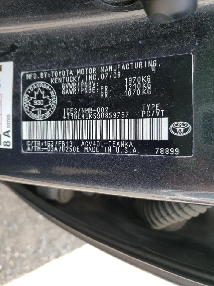 Photo 10 from auction – 2009 TOYOTA CAMRY BASE with VIN 4T1BE46K59U859757
