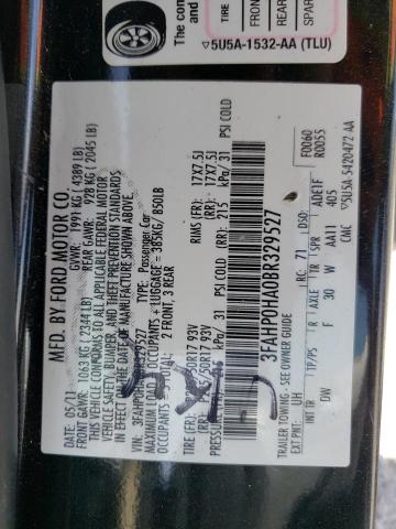 Photo 10 from auction – 2011 FORD FUSION SE with VIN 3FAHP0HA0BR329527