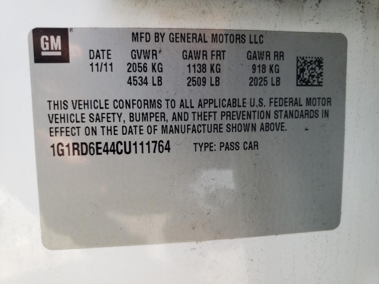 Photo 10 from auction – 2012 CHEVROLET VOLT with VIN 1G1RD6E44CU111764