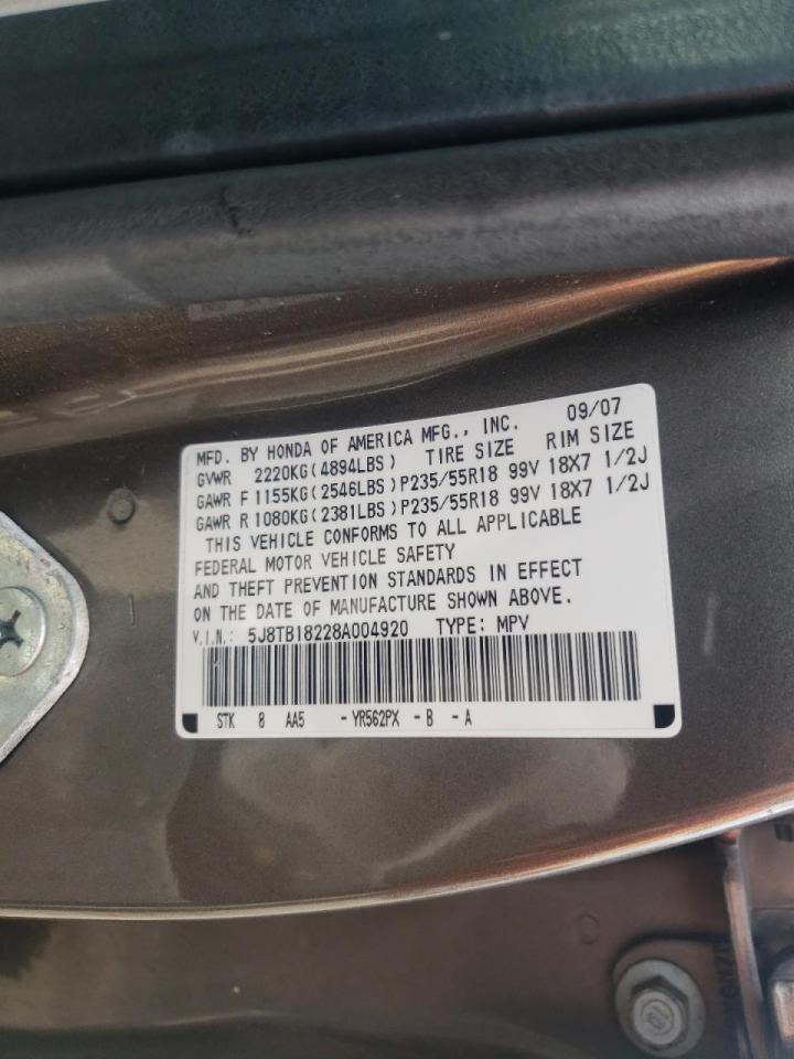 Photo 20 from auction – 2008 ACURA RDX with VIN 5J8TB18228A004920