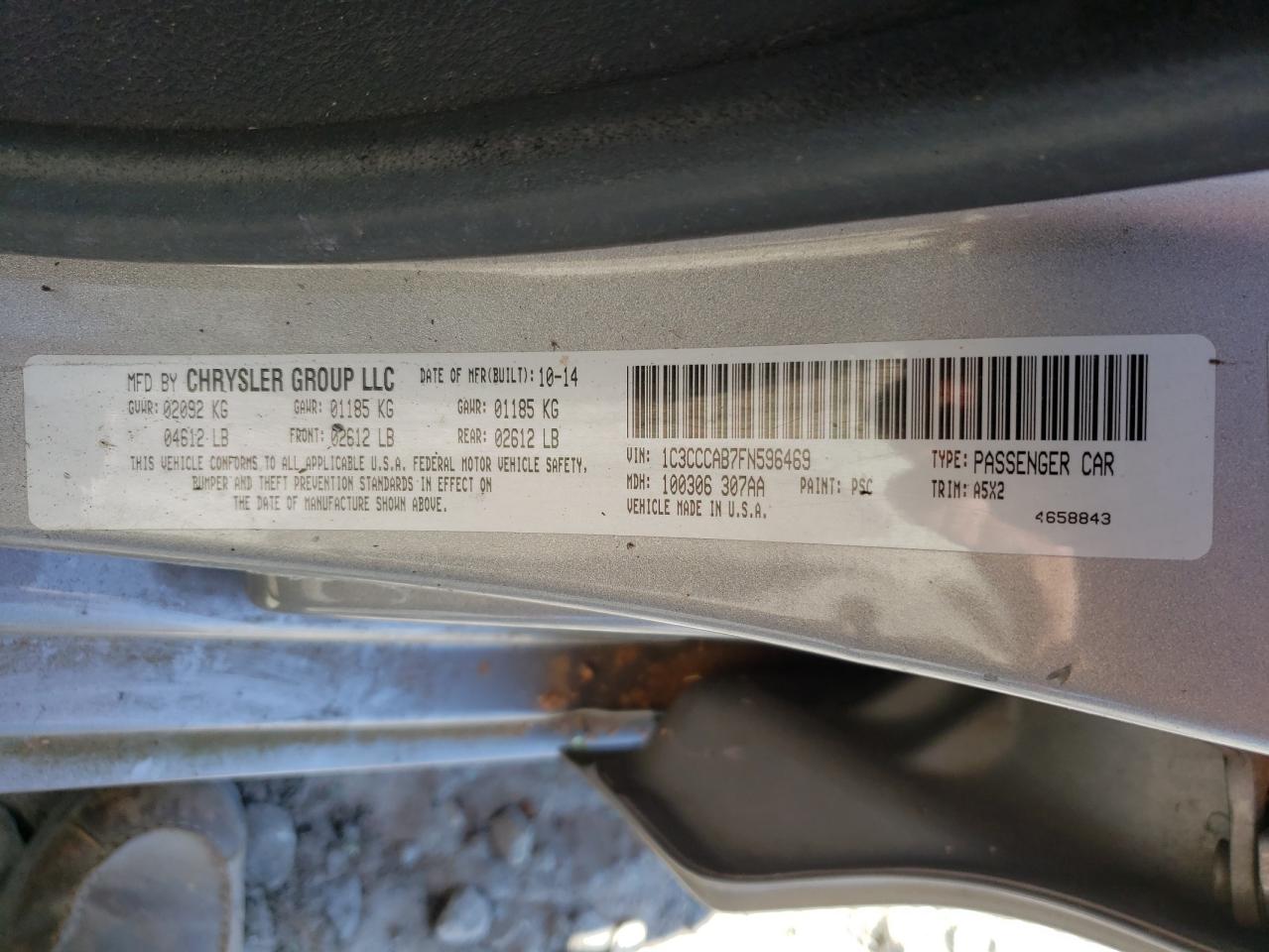 Photo 10 from auction – 2015 CHRYSLER 200 LIMITE with VIN 1C3CCCAB7FN596469