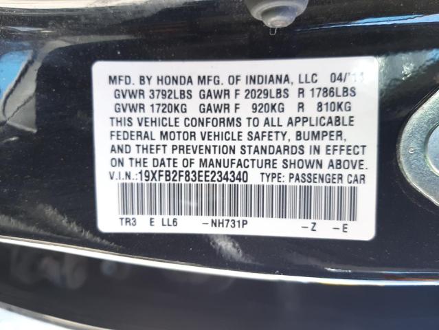 Photo 10 from auction – 2014 HONDA CIVIC EX with VIN 19XFB2F83EE234340