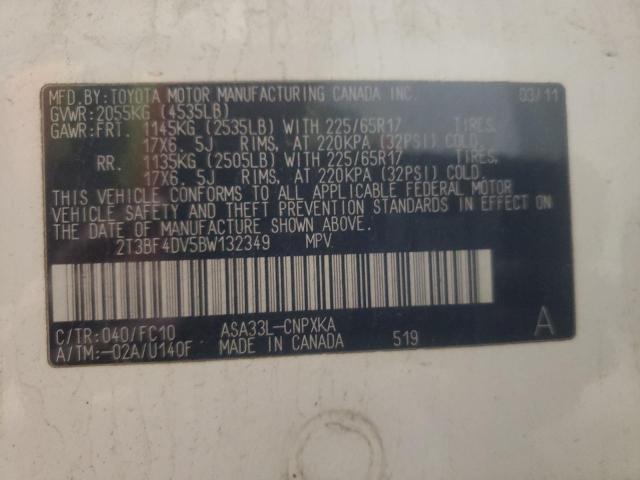 Photo 10 from auction – 2011 TOYOTA RAV4 with VIN 2T3BF4DV5BW132349