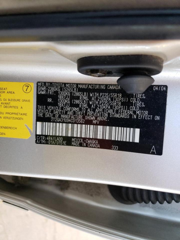 Photo 10 from auction – 2004 LEXUS RX 330 with VIN 2T2GA31U94C013562