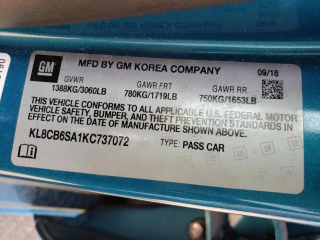 Photo 10 from auction – 2019 CHEVROLET SPARK LS with VIN KL8CB6SA1KC737072