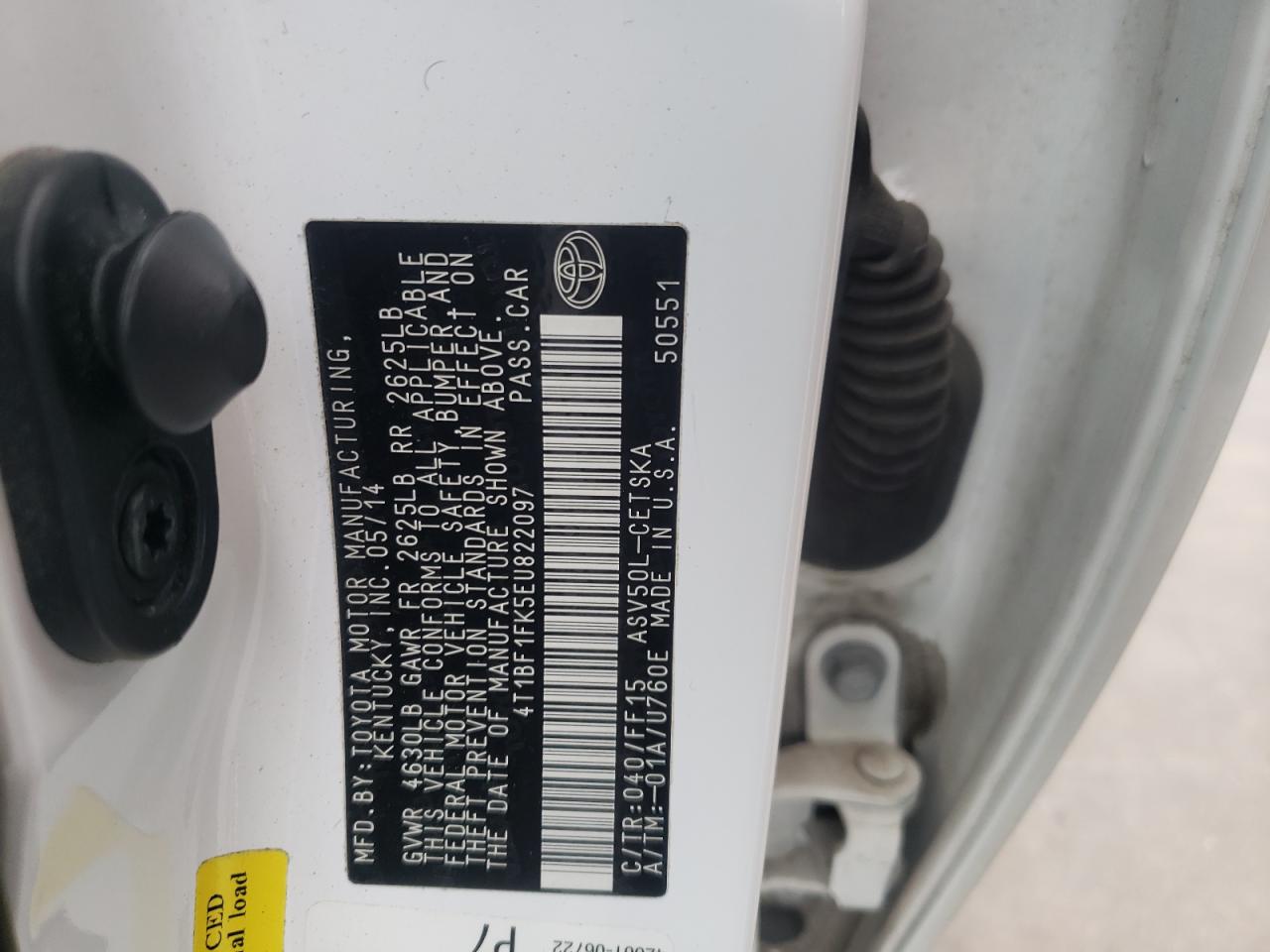 Photo 10 from auction – 2014 TOYOTA CAMRY L with VIN 4T1BF1FK5EU822097