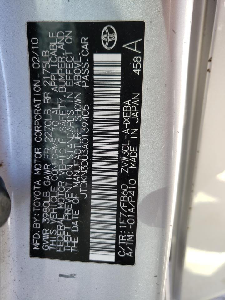 Photo 10 from auction – 2010 TOYOTA PRIUS with VIN JTDKN3DU3A0139405