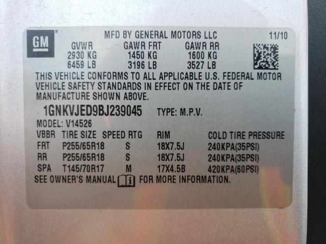 Photo 10 from auction – 2011 CHEVROLET TRAVERSE L with VIN 1GNKVJED9BJ239045