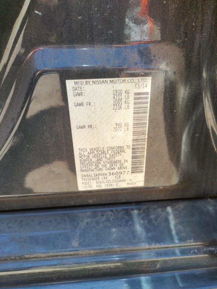 Photo 10 from auction – 2014 NISSAN ALTIMA 2.5 with VIN 1N4AL3AP4EN360977