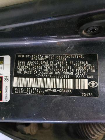 Photo 10 from auction – 2009 TOYOTA CAMRY BASE with VIN 4T1BE46K99U856439