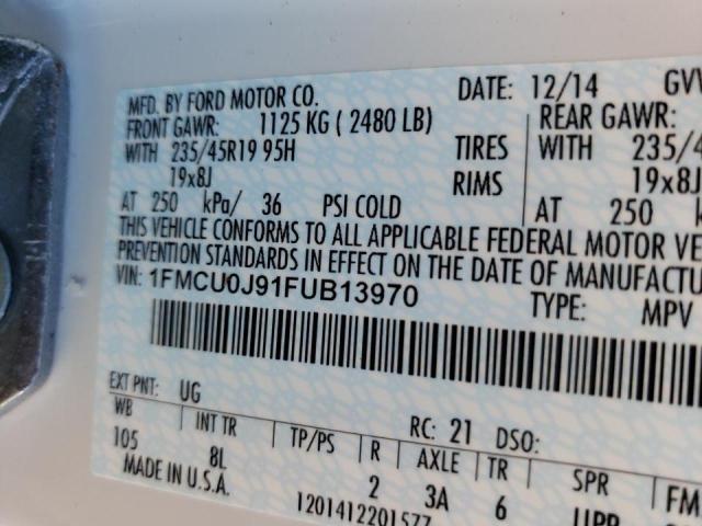 Photo 10 from auction – 2015 FORD ESCAPE TIT with VIN 1FMCU0J91FUB13970