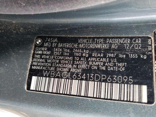 Photo 10 from auction – 2003 BMW 745 I with VIN WBAGL63413DP63095