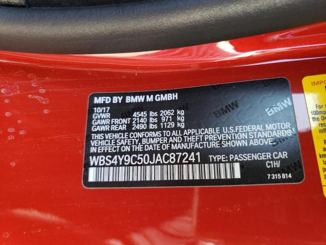 Photo 10 from auction – 2018 BMW M4 with VIN WBS4Y9C50JAC87241